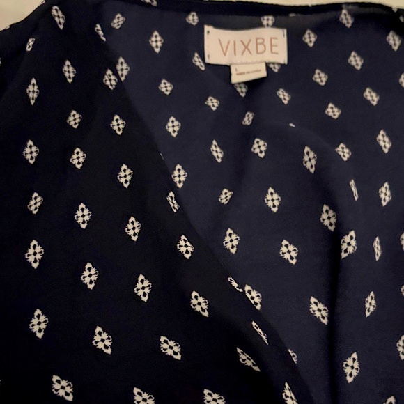 Navy Blouse with White Pattern - Picture 1 of 2